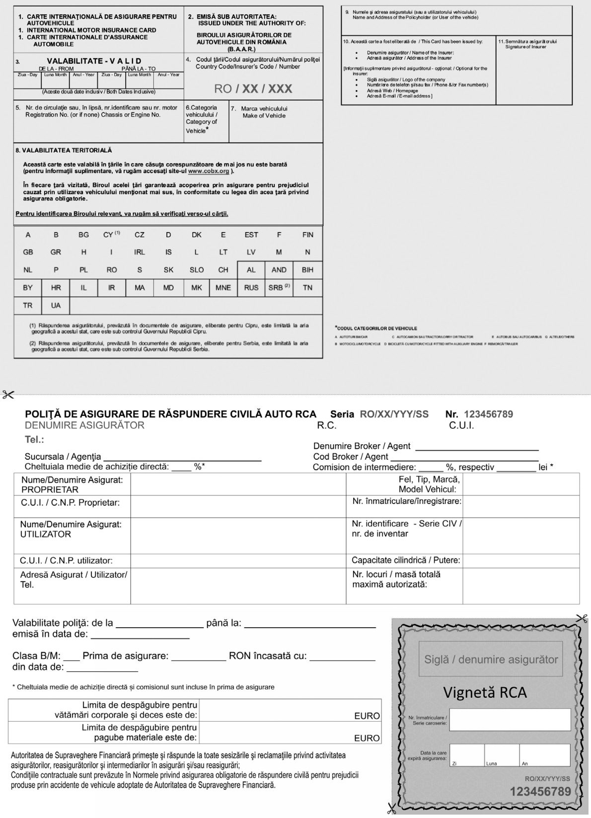 Exemplu de poliță de asigurare RCA